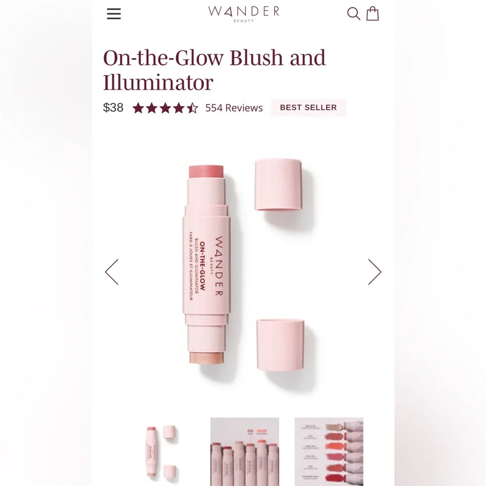 Wander beauty π On-the-Glow Blush and Illuminator. Color bare/nude glow - Picture 2 of 3